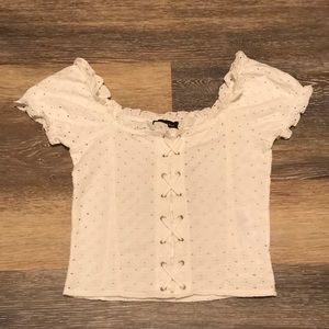 Off the shoulder ASOS top with see through holes